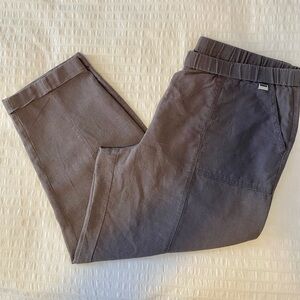 Anne Klein Linen Blend Cropped Charcoal Gray Pants